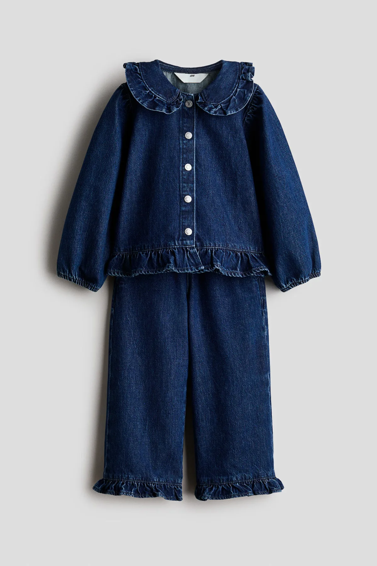 2-Piece Ruffle-Trimmed Denim Set by H&M