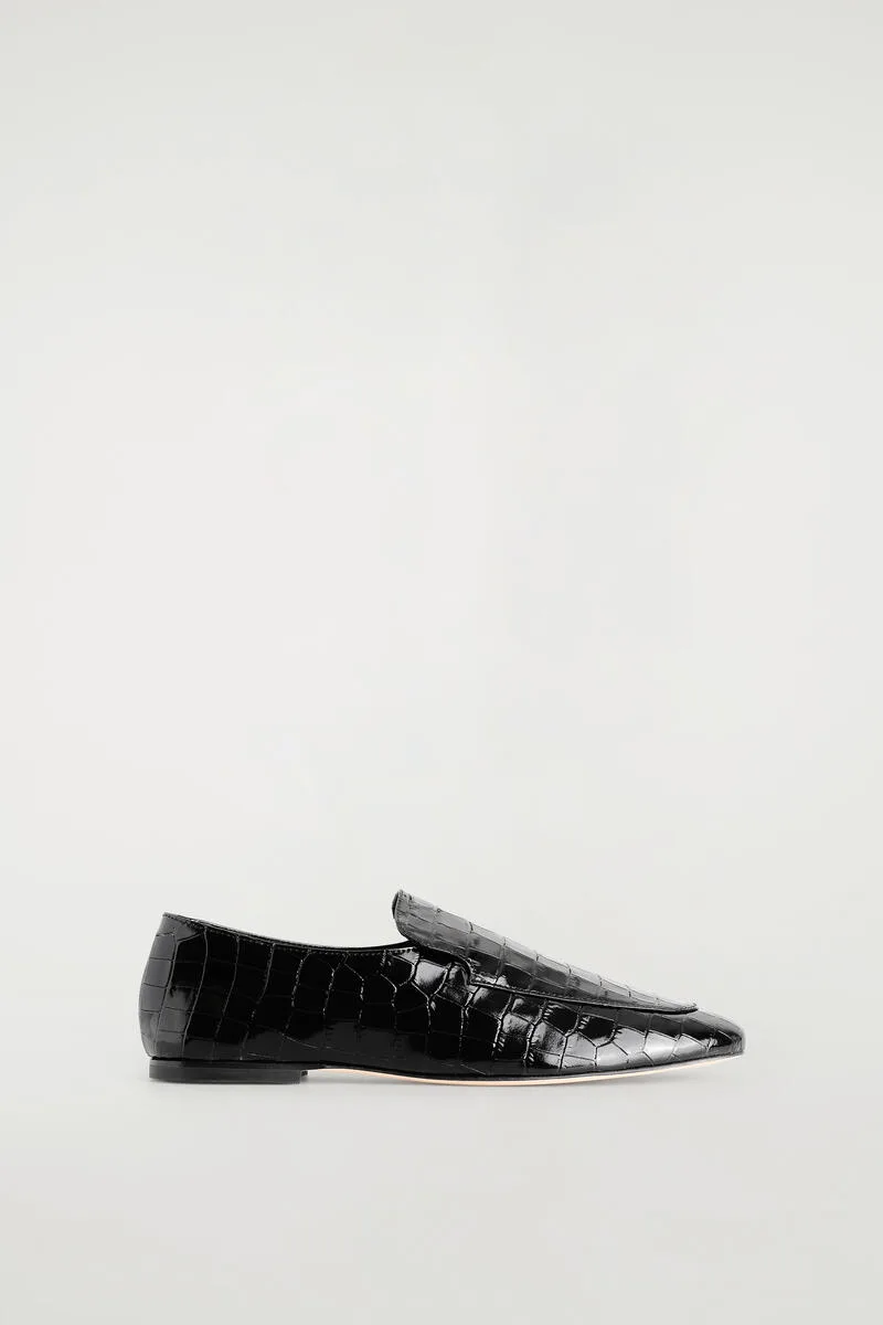 Croc-Effect Leather Loafers