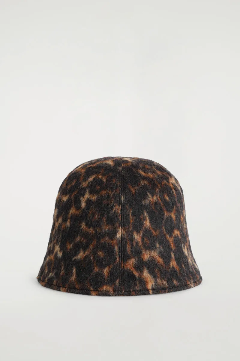 Leopard Wool-Blend Bucket Hat