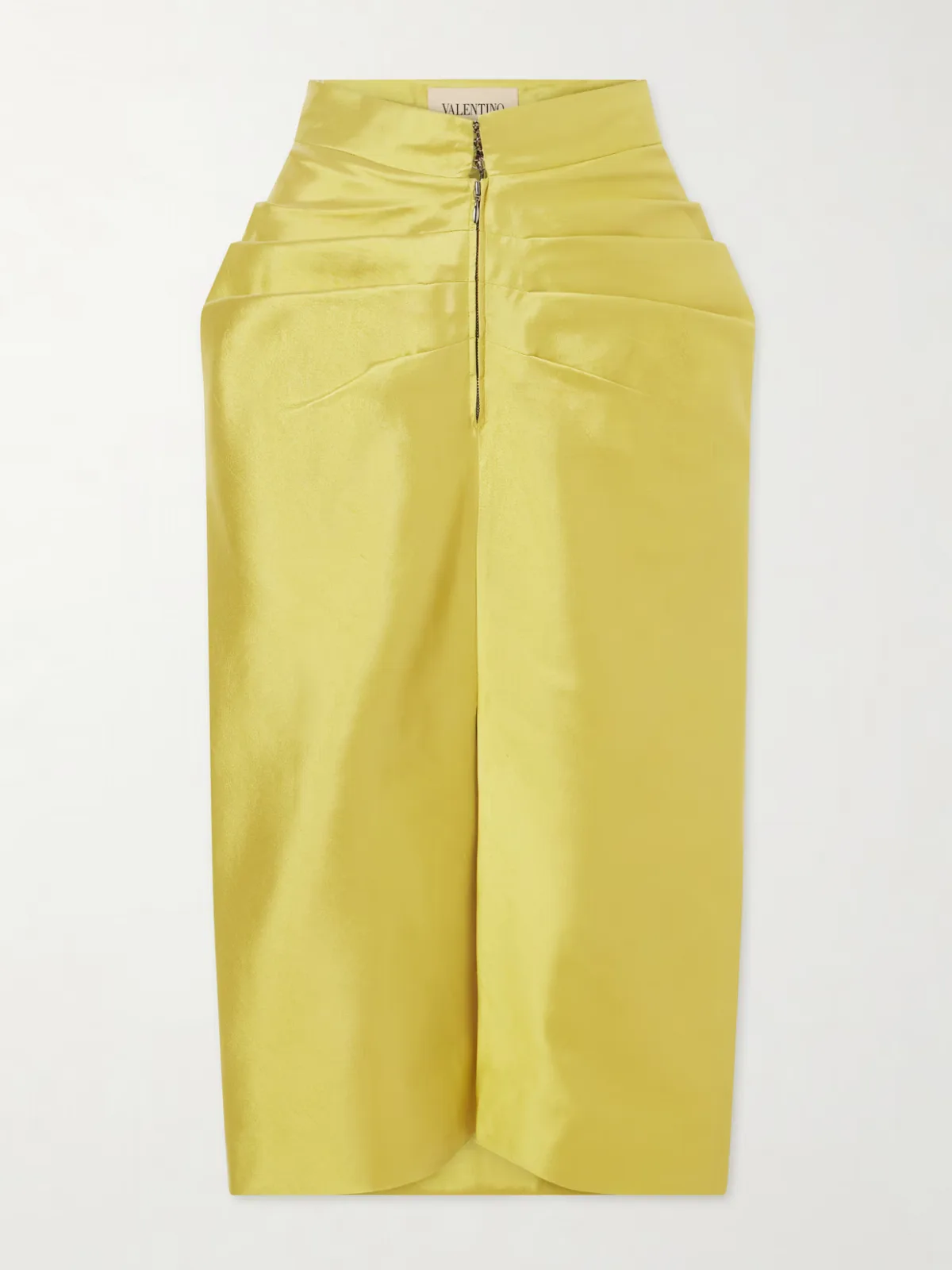 - Ruched Silk-twill Midi Skirt -