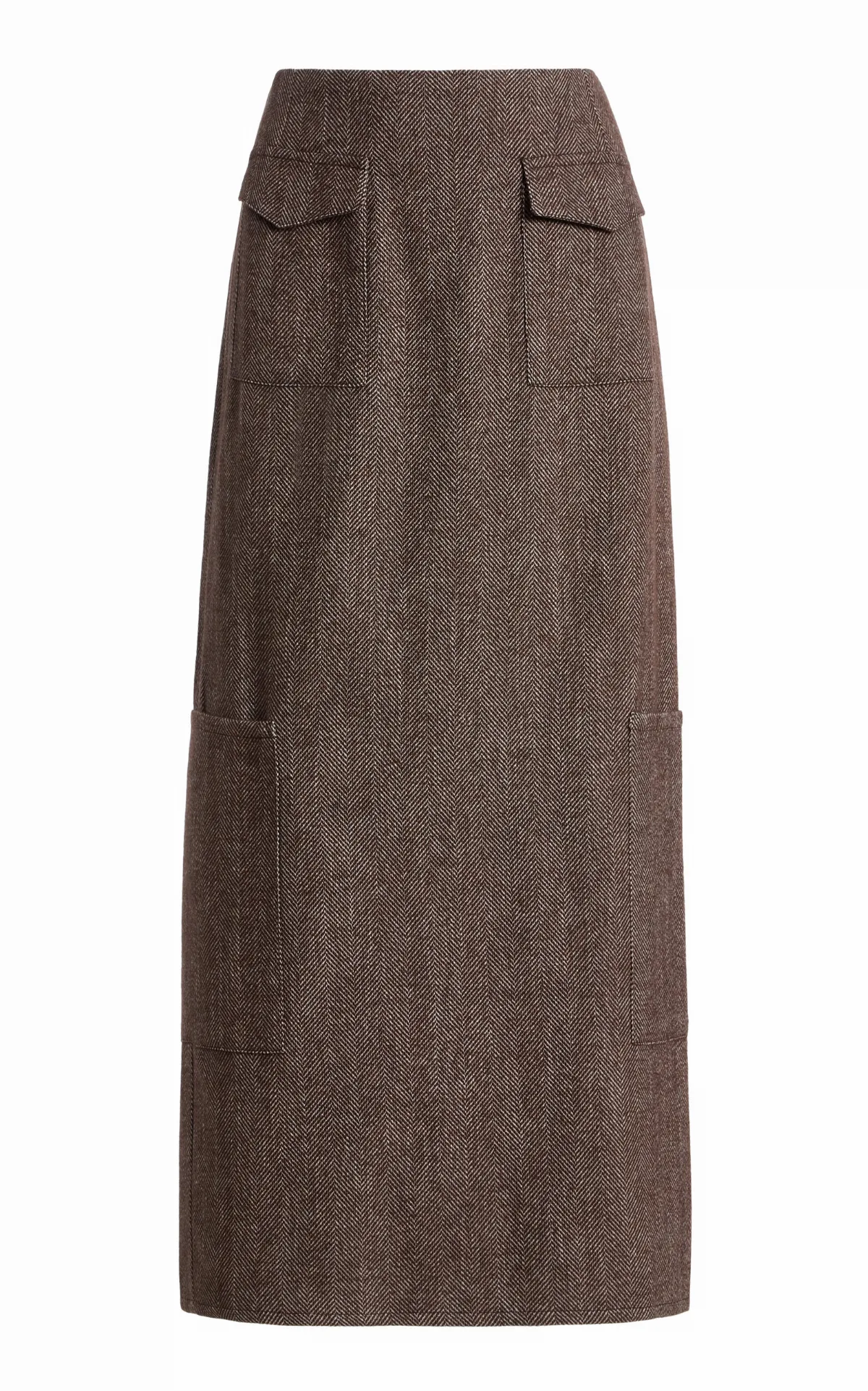 Valletta Herringbone Cotton Maxi Skirt by Alfie