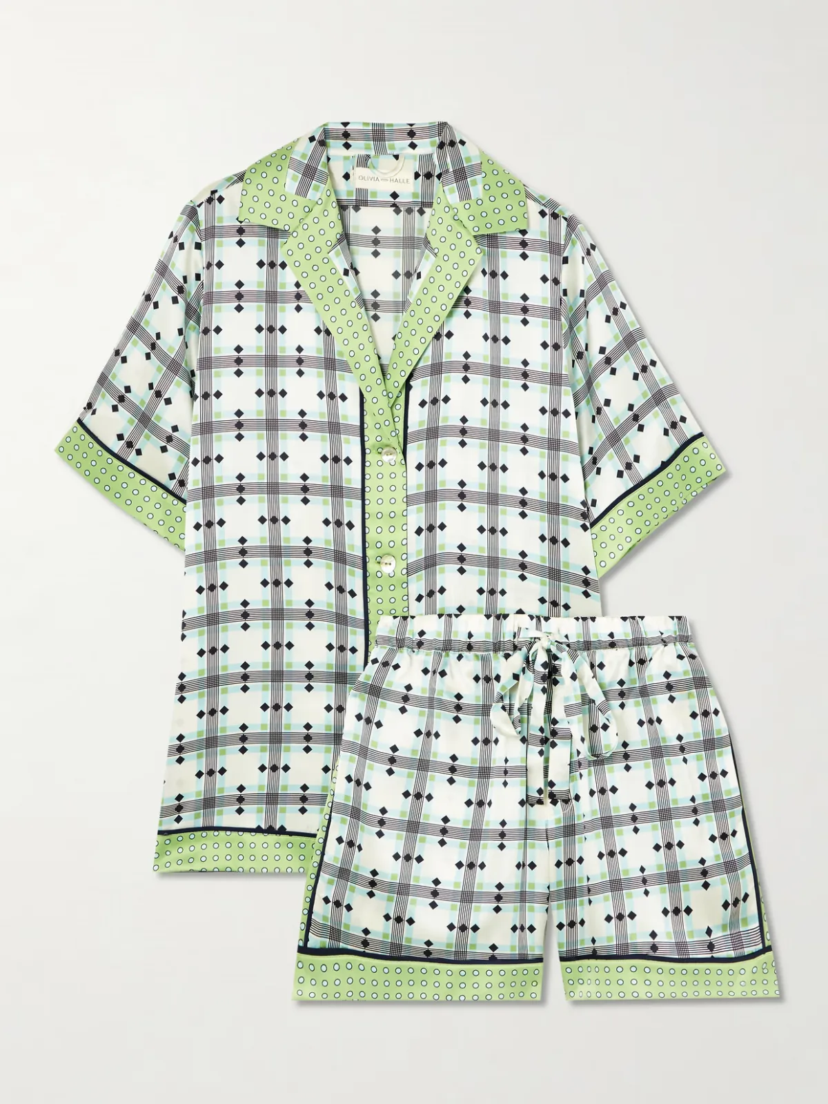 - Zelda Printed Silk-satin Pajamas - by Olivia von Halle