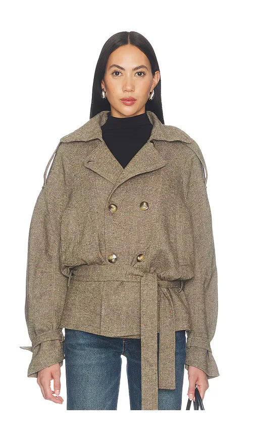 Double-Breasted Wool Blend Coat