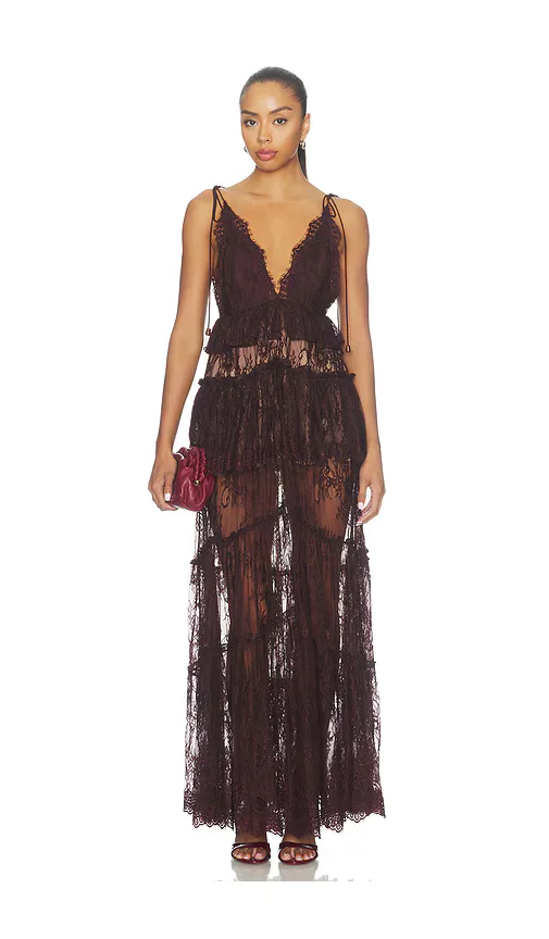 Lace Frill Maxi Dress