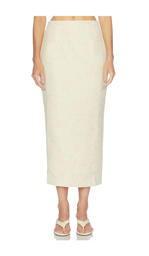Cotton Mix Tweed Midi Skirt by Odd Muse