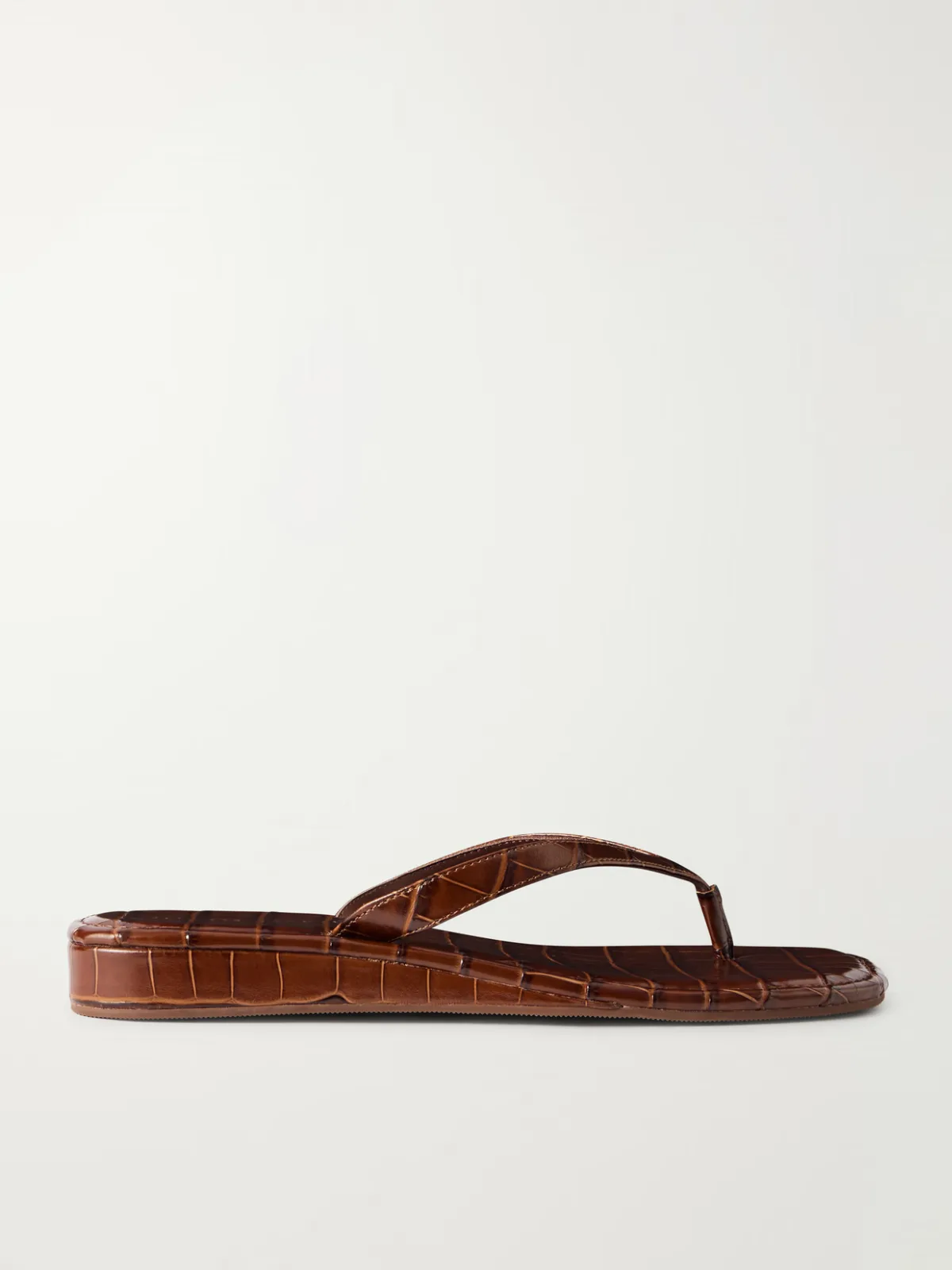 - Lina Croc-effect Leather Thong Sandals -