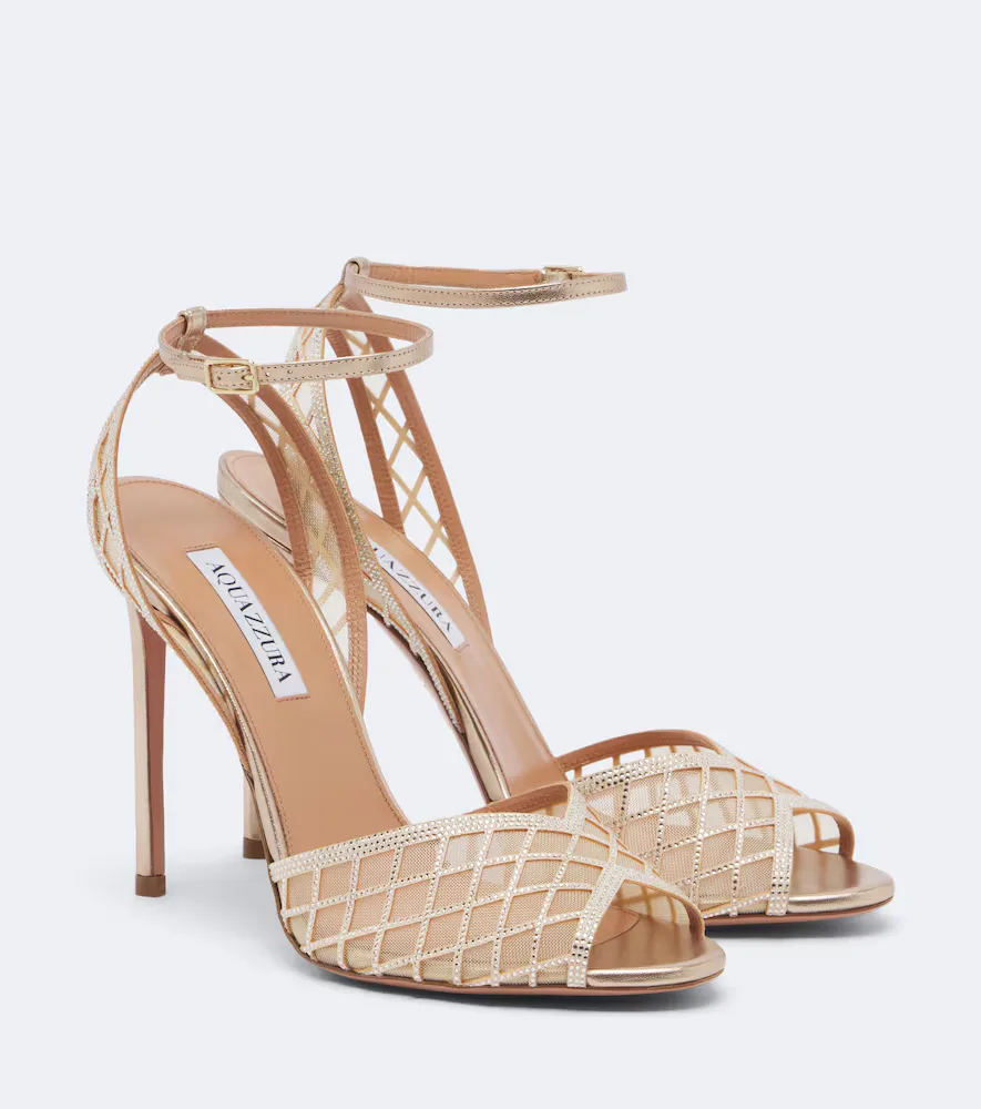 Lumiere Embellished Leather-Trimmed Sandals
