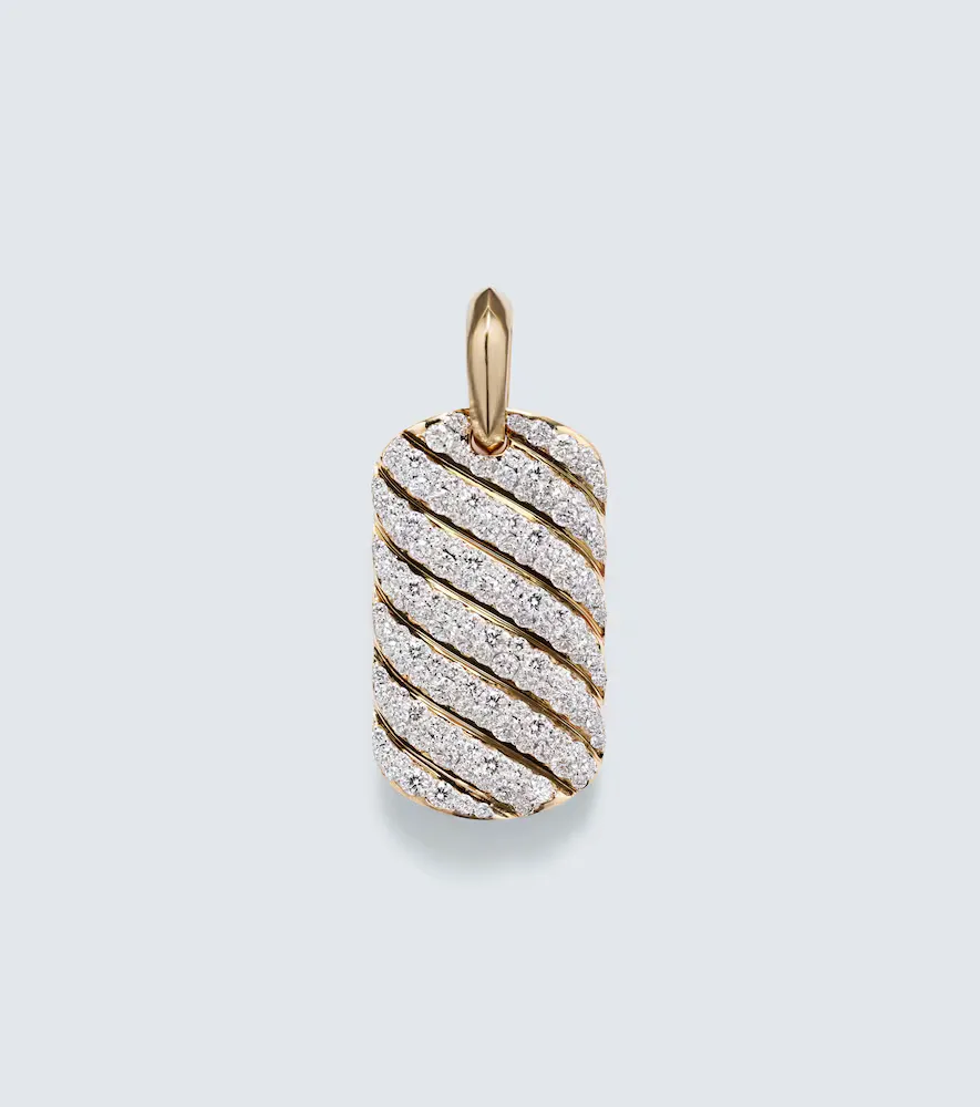 Sculpted Cable 18kt Gold Pendant with Diamonds by David Yurman