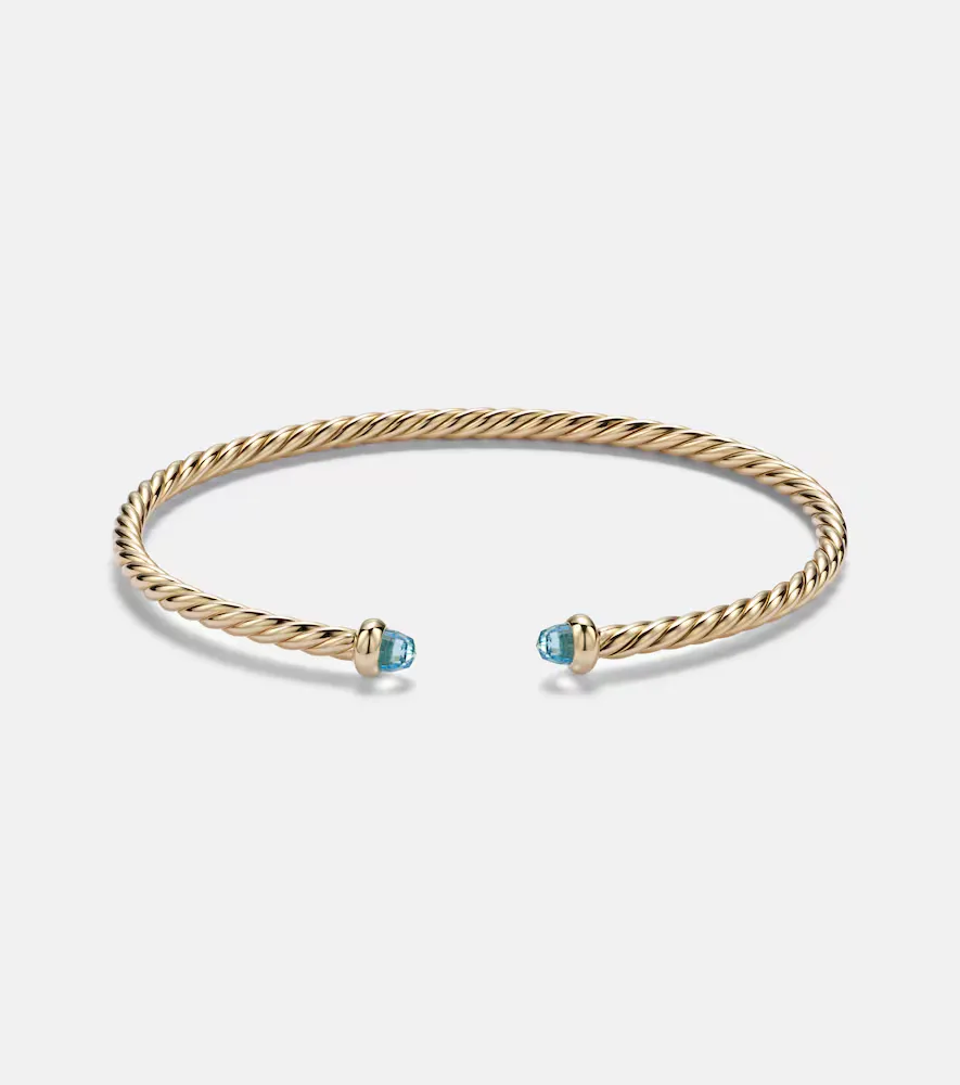 Cablespira Flex Micro 18kt Gold Cuff Bracelet with Topaz