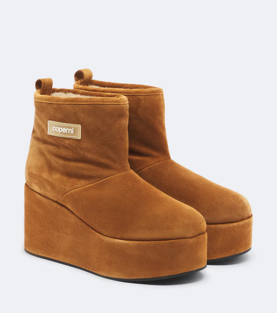 Shearling-Lined Suede Wedge Boots by Coperni