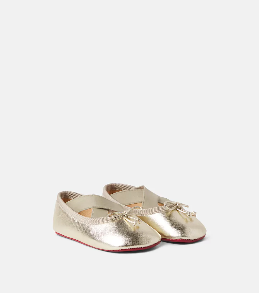Baby Mini Cassiasticina Leather Ballet Flats by Christian Louboutin