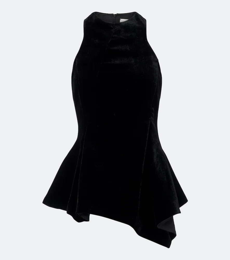 Draped Peplum Velvet Top