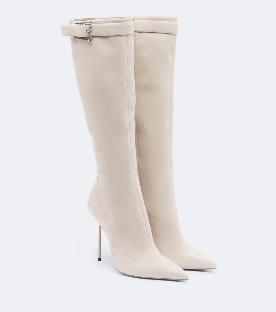 Lidia Buckle Suede Knee-High Boots by Paris Texas