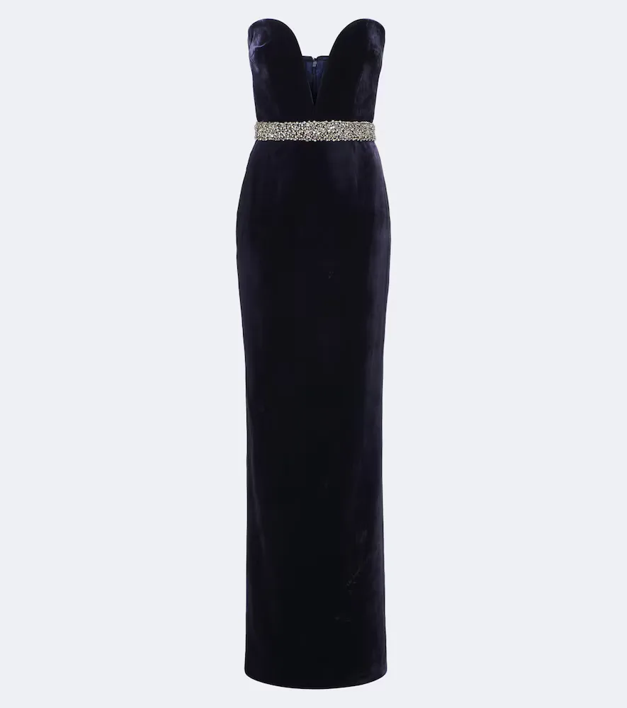 Sienna Embellished Strapless Velvet Gown