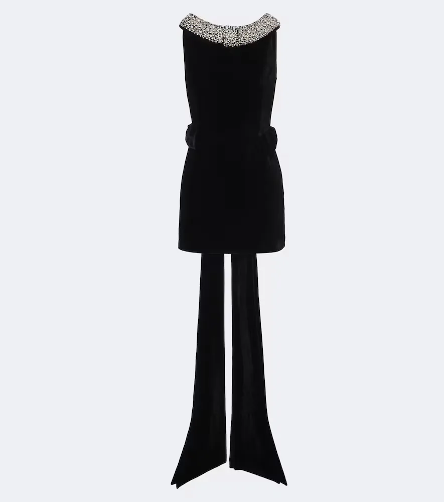 The New Arrivals Ilkyaz Ozel Daphne Embellished Velvet Minidress