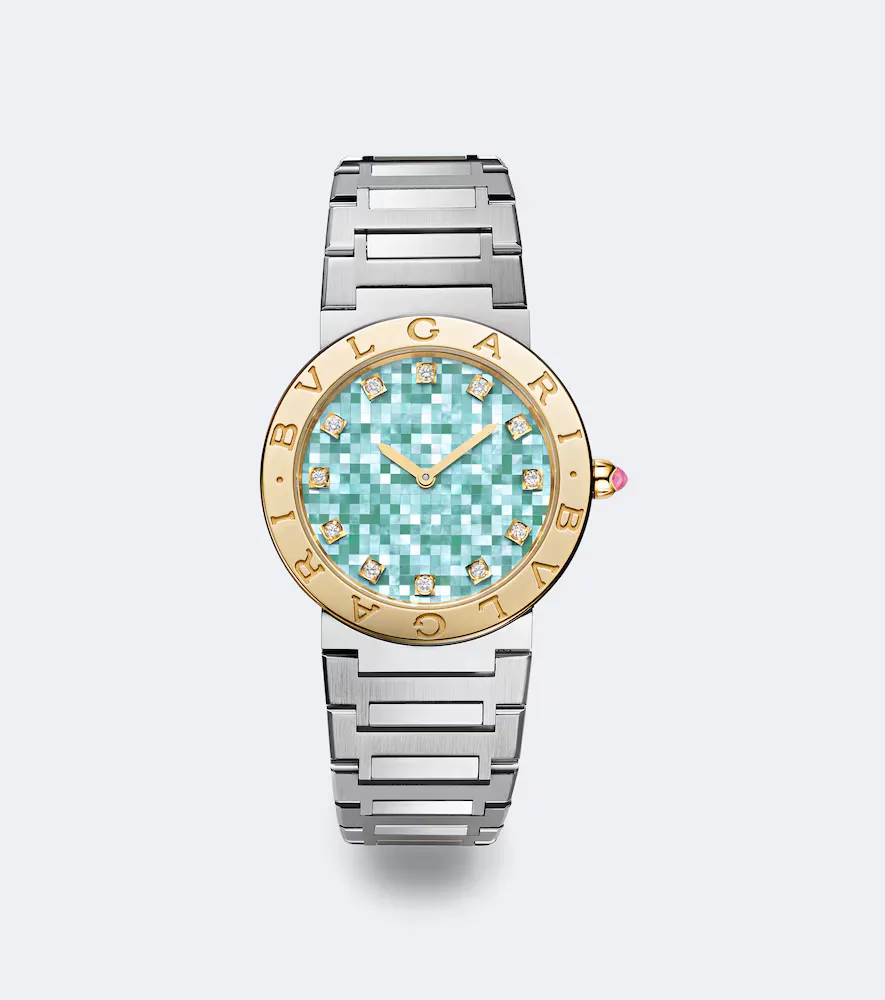 Bvlgari Bvlgari Embellished 18kt Gold and Stainless Steel Watch by BVLGARI