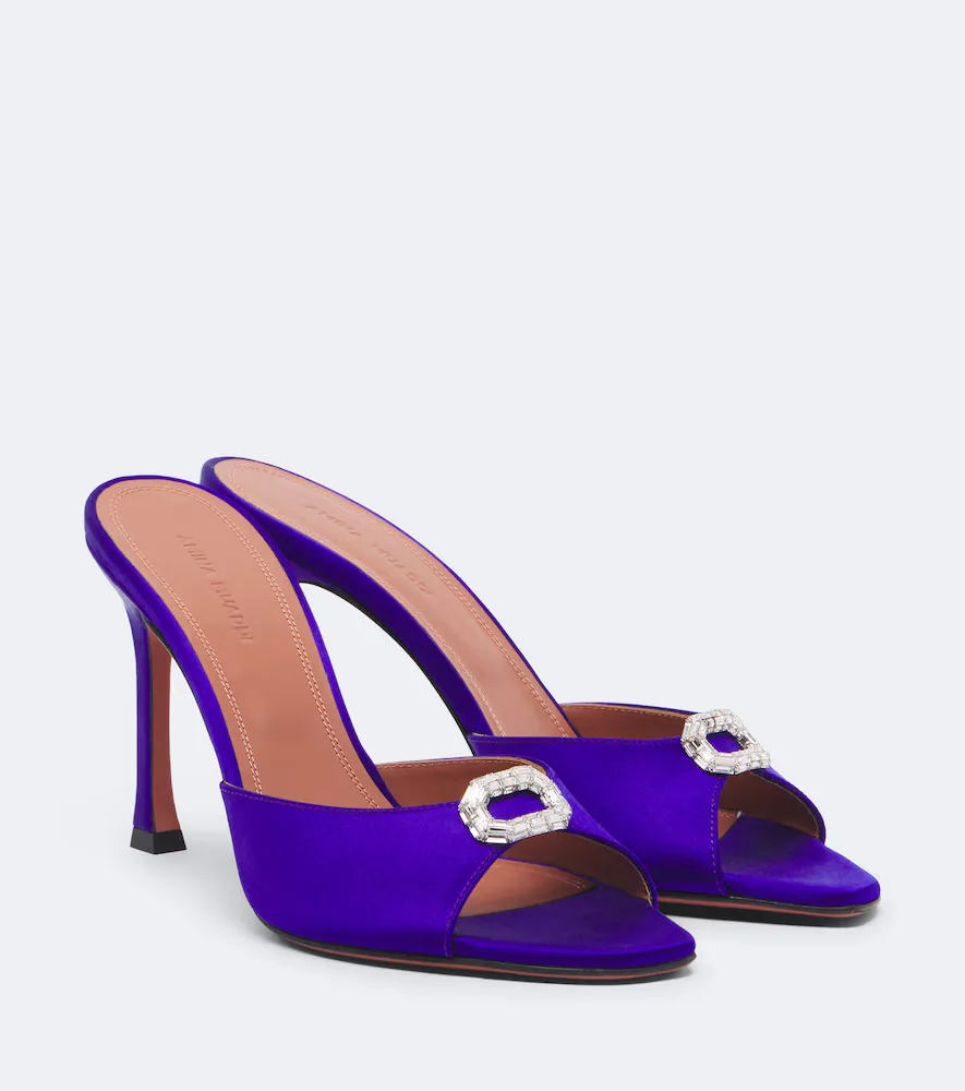 Mini Camelia Embellished Satin Mules by Amina Muaddi