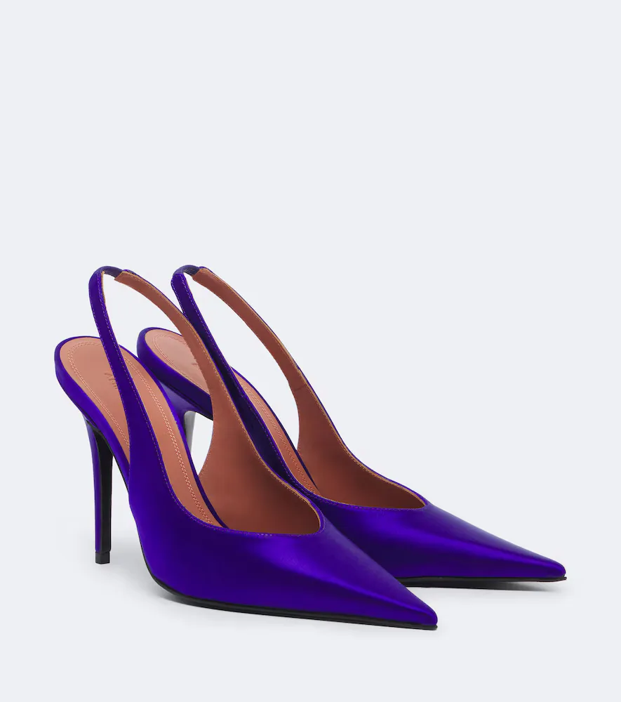 Anok Satin Slingback Pumps by Amina Muaddi