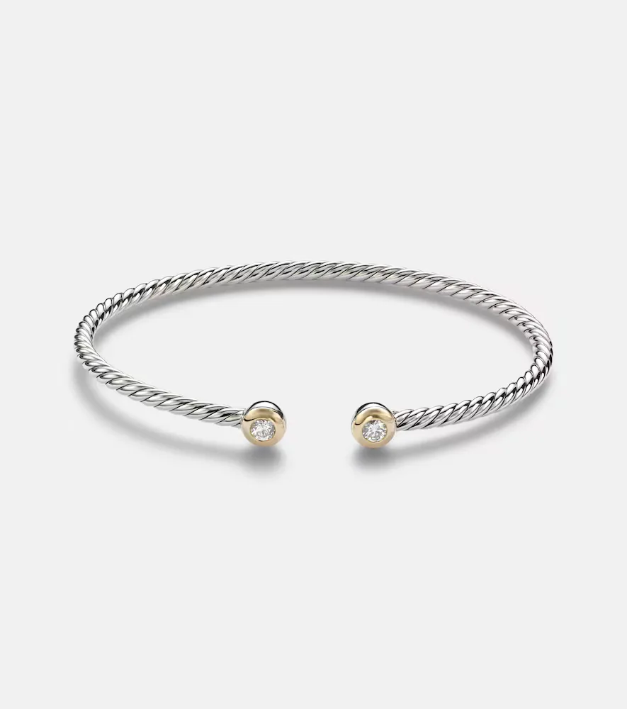 Micro Cable Flex 925 Sterling Silver and 14kt Gold Bangle