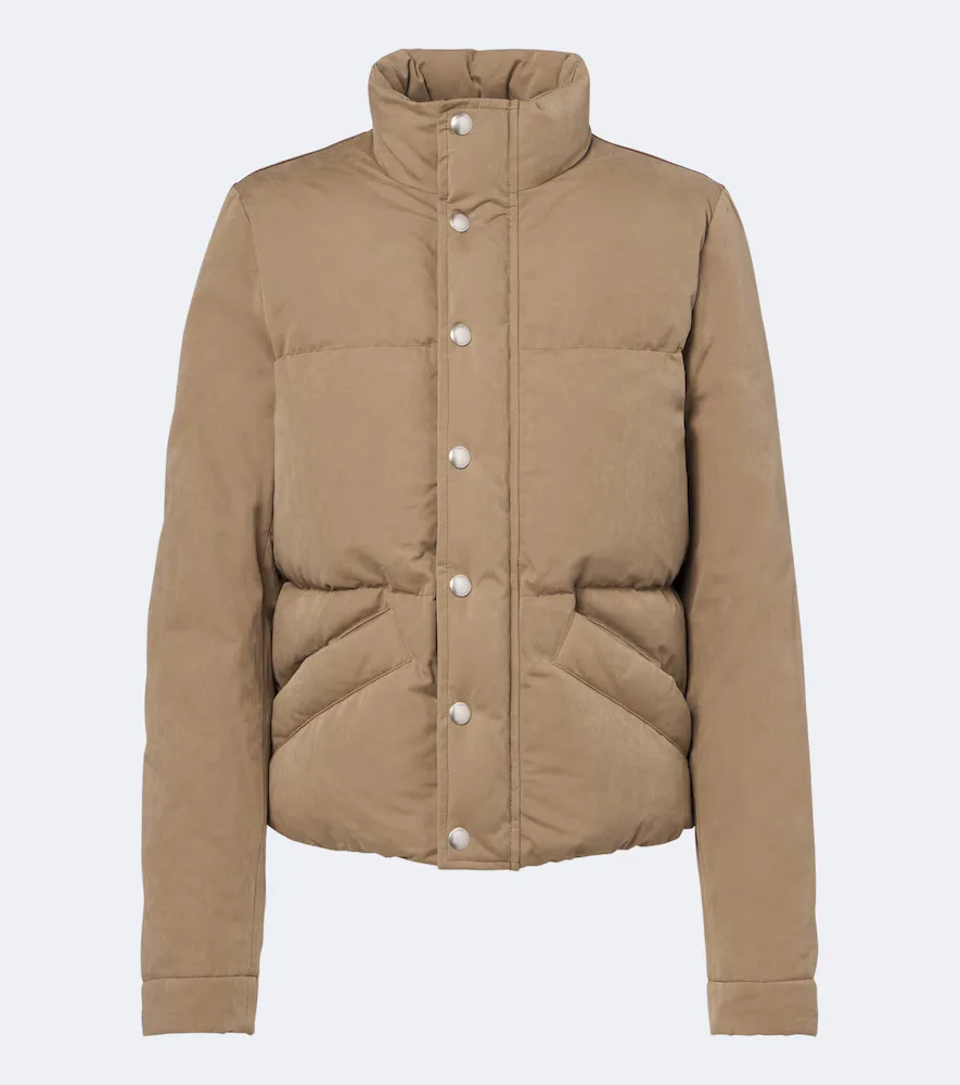 Leather-Trimmed Puffer Jacket