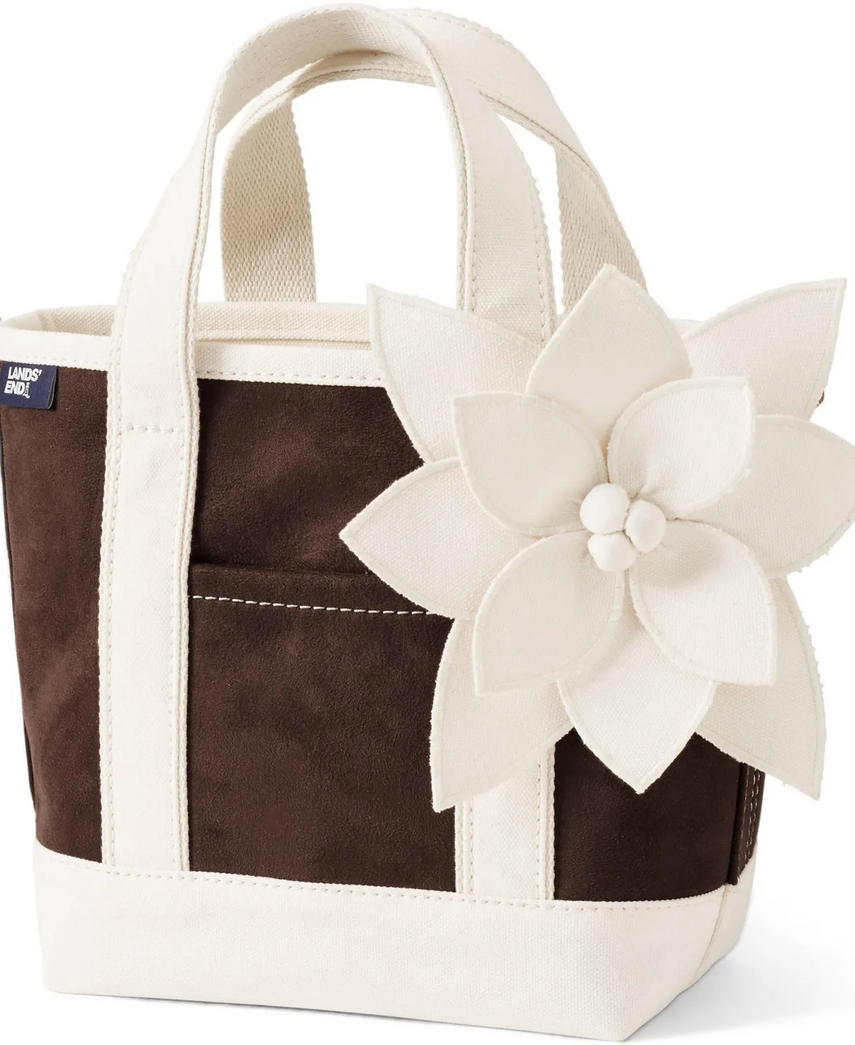Small Faux Suede Applique Open Top Tote Bag by Lands' End