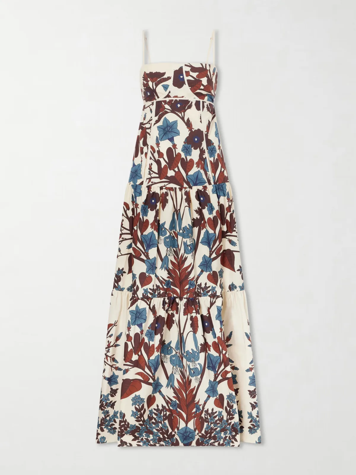- Simbólico Open-back Tiered Floral-print Cotton-poplin Maxi Dress -