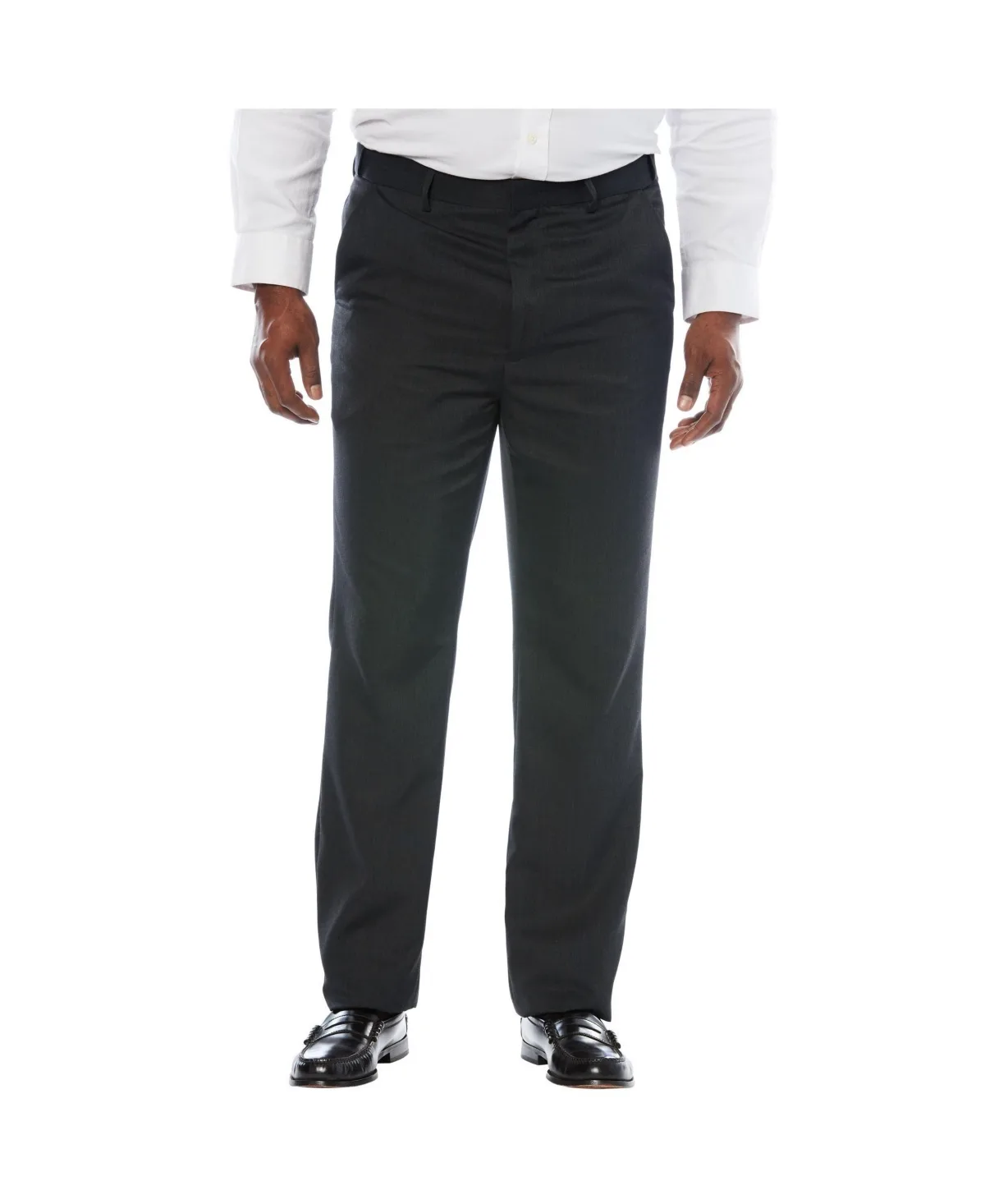 Ks Signature Collection No Hassle Classic Fit Expandable Waist Plain Front Dress Pants
