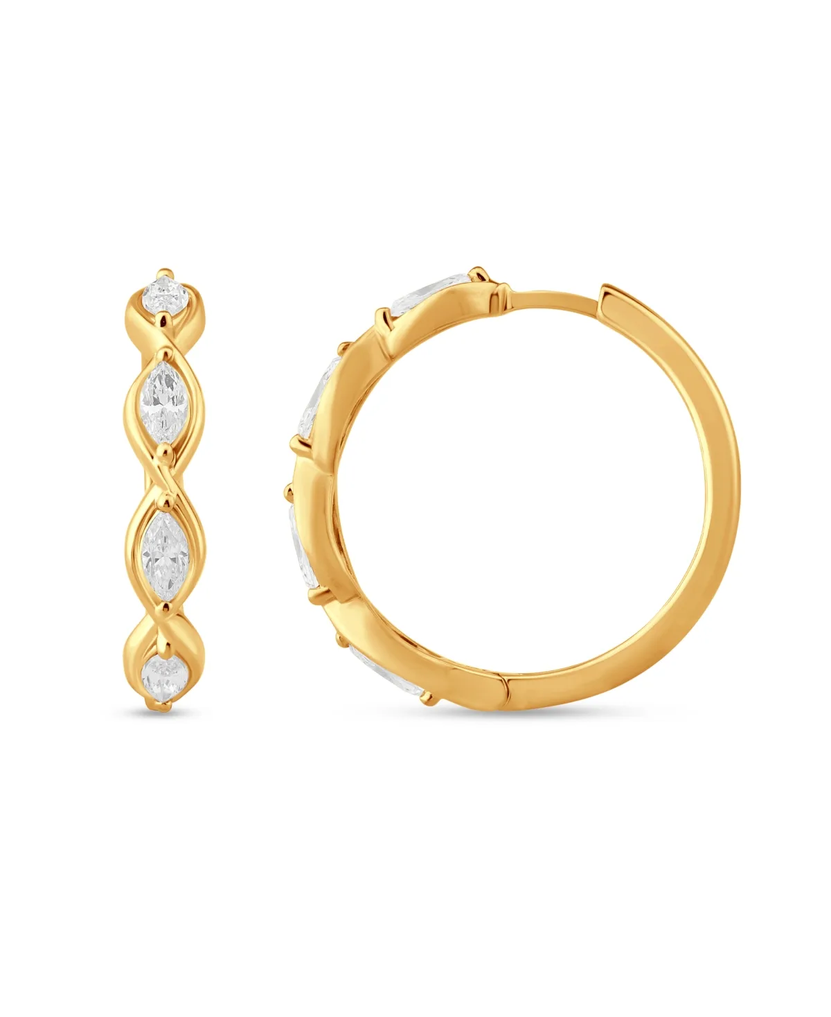Lab-Grown Marquise Diamond Small Hoop Earrings (1 ct. t.w.) in 14k Yellow Gold by Macy's