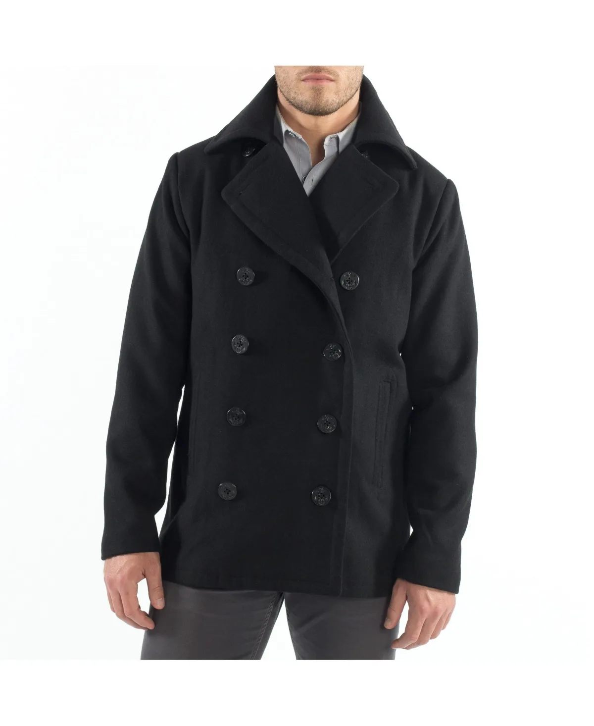 Mason Wool Blend Pea Coat Jacket Double Breasted Dress Coat