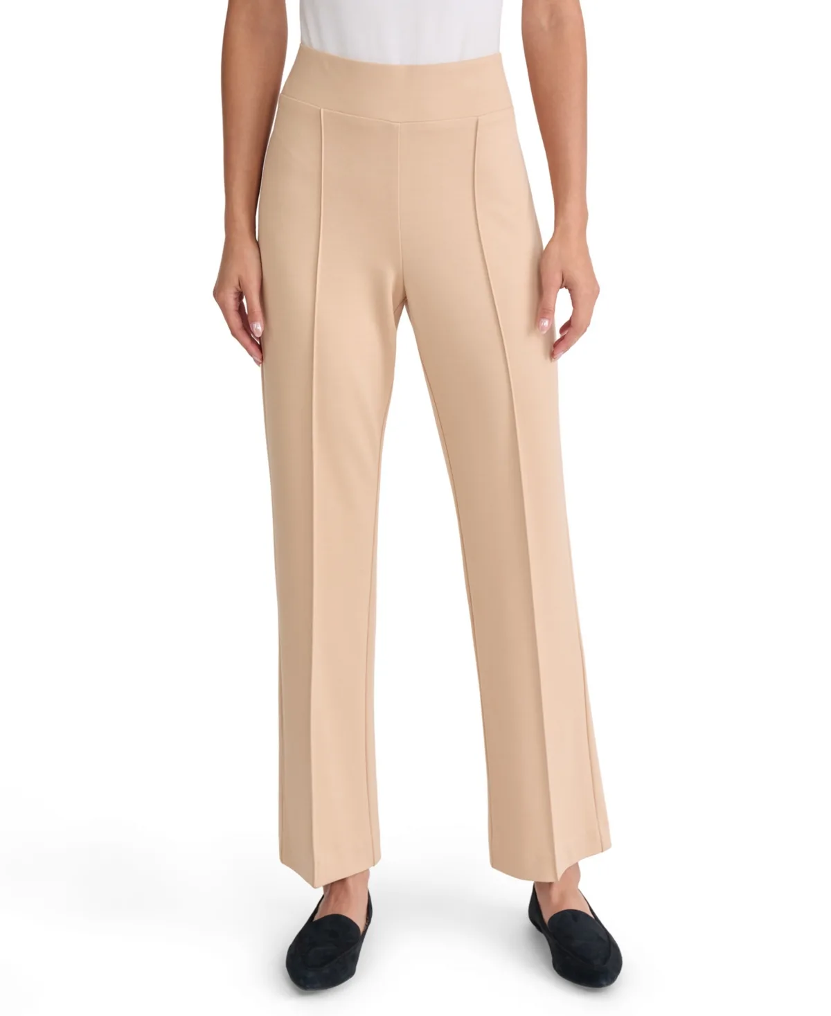 Serenity Knit Pull-On Pintuck Straight-Leg Pants