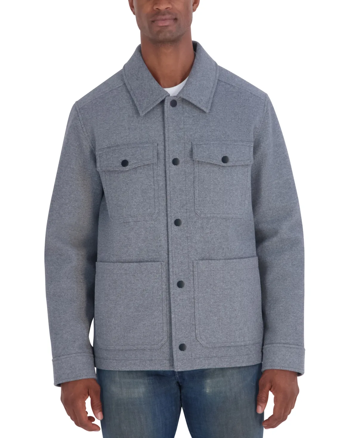 Quilted-Lined Shirt Collar Jacket