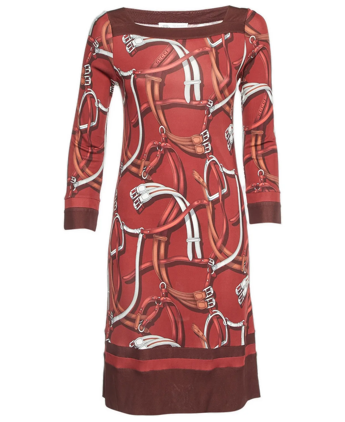 Pre-Owned Gucci Equestrian Printed Jersey Knee-Length Dress