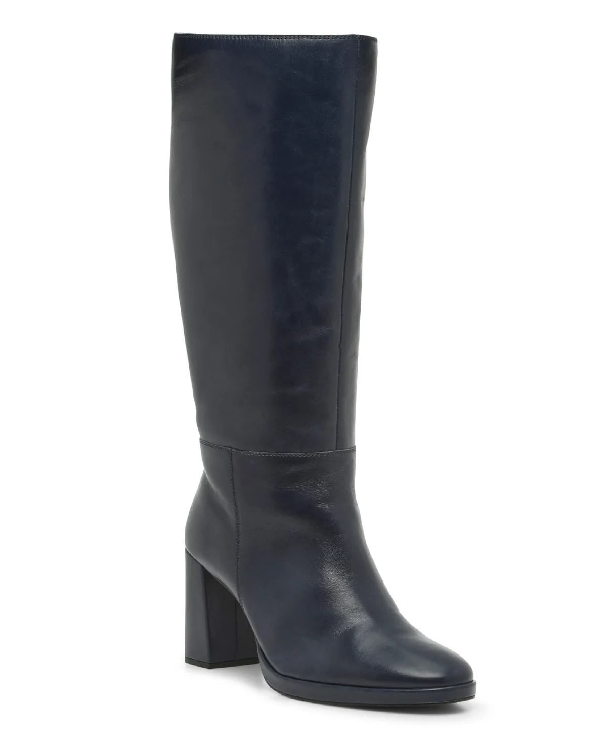 Lucina Platform Block Heel Boots - Deep Navy Leather by Vince Camuto