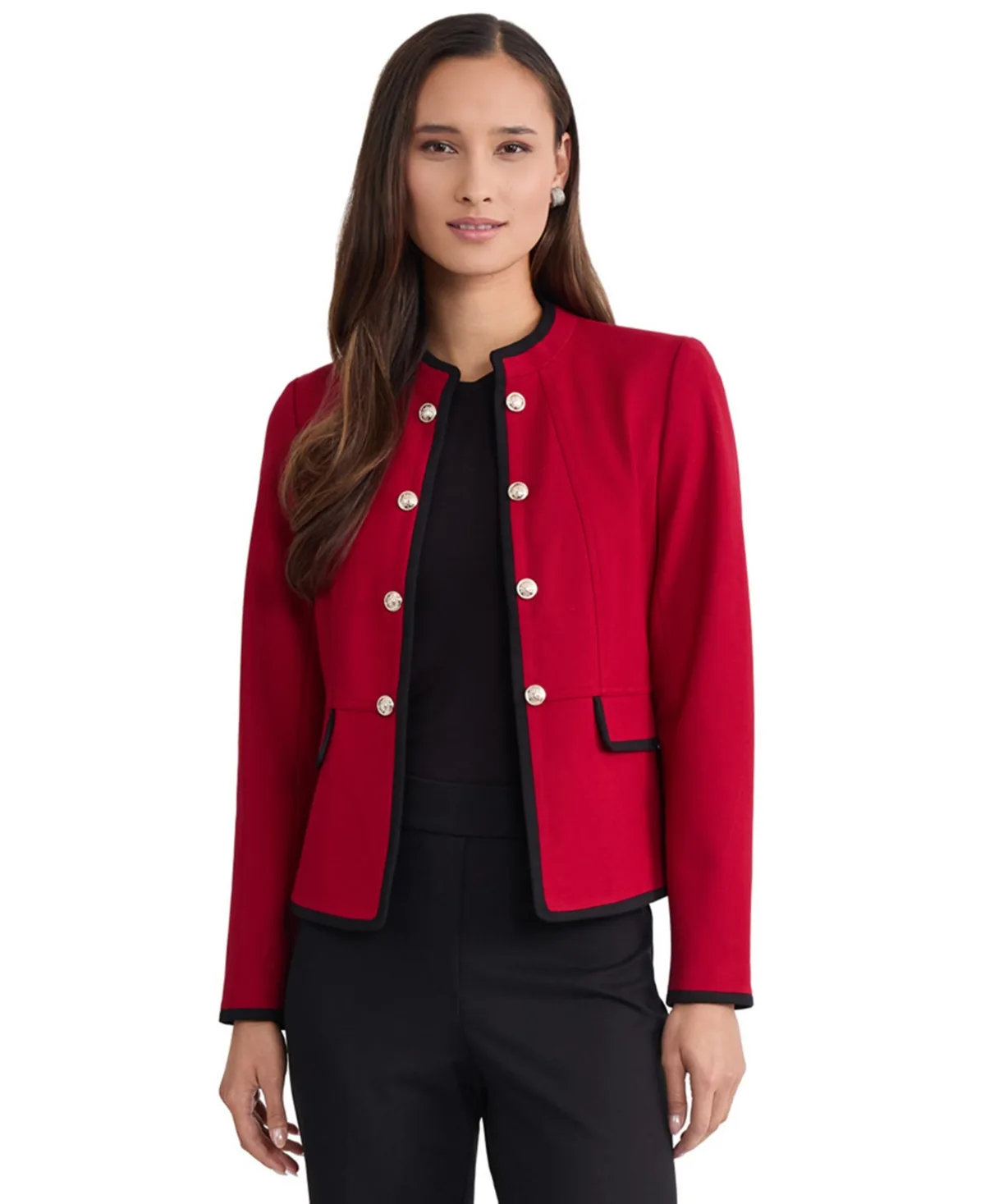 Modern Compression Military Open-Front Double-Breasted Jacket