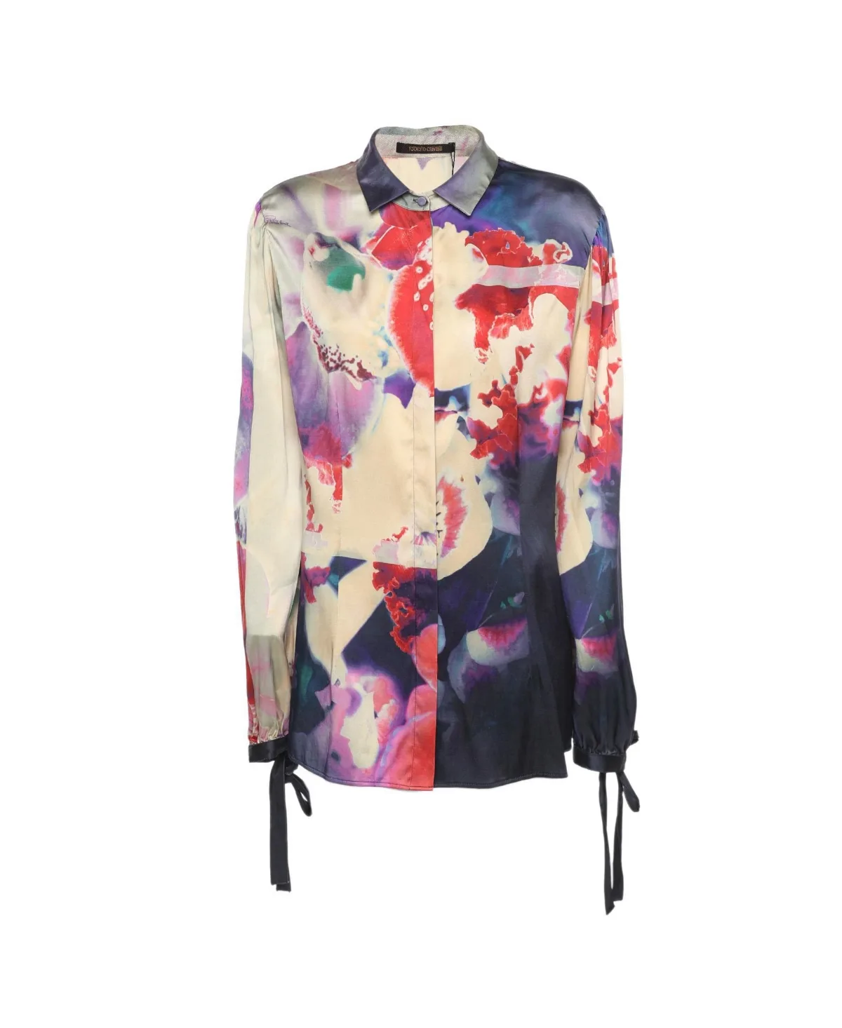 Pre-Owned Roberto Cavalli Floral Print Silk Button-Down Shirt