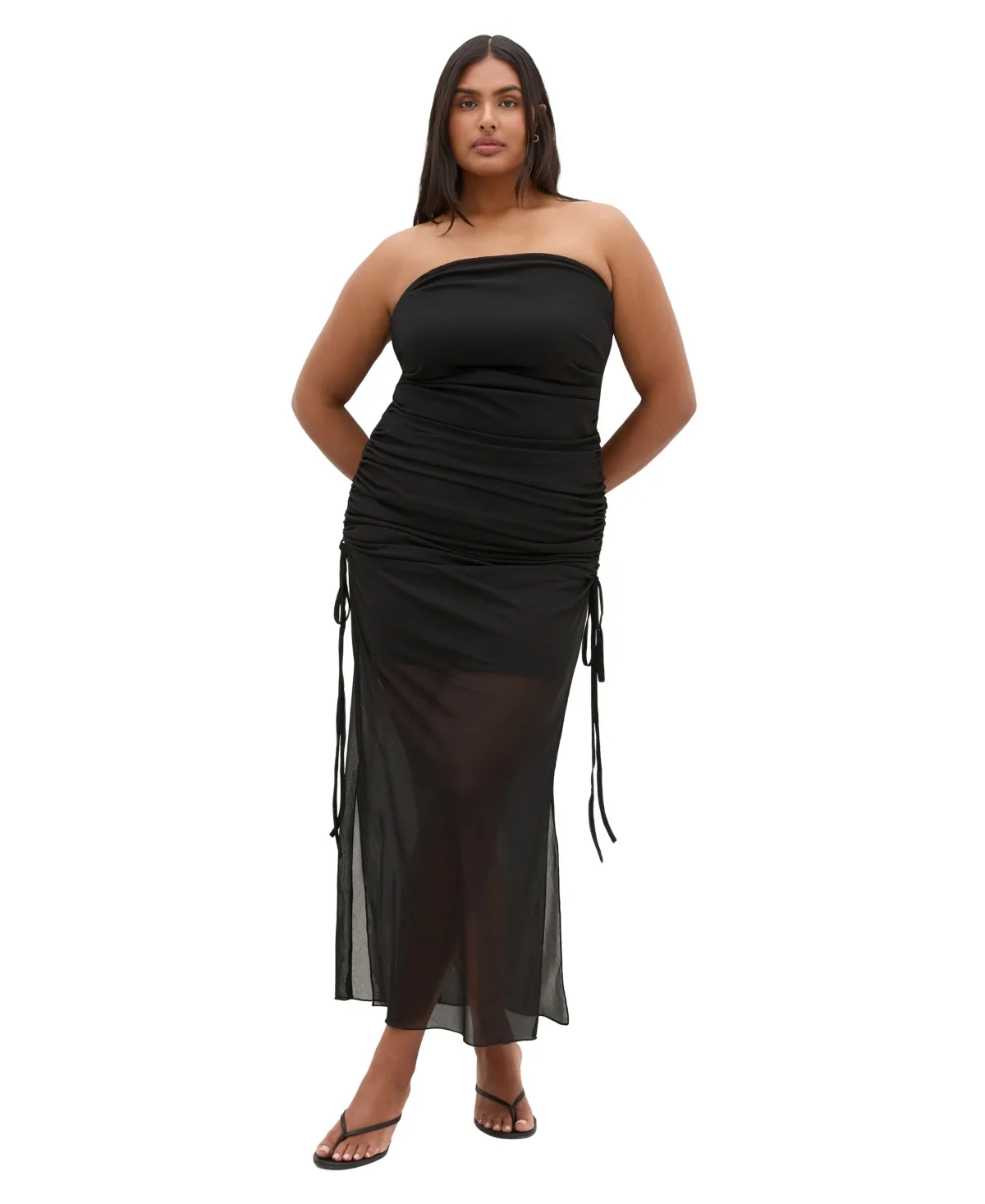 Shelly Strapless Mesh Maxi Dress
