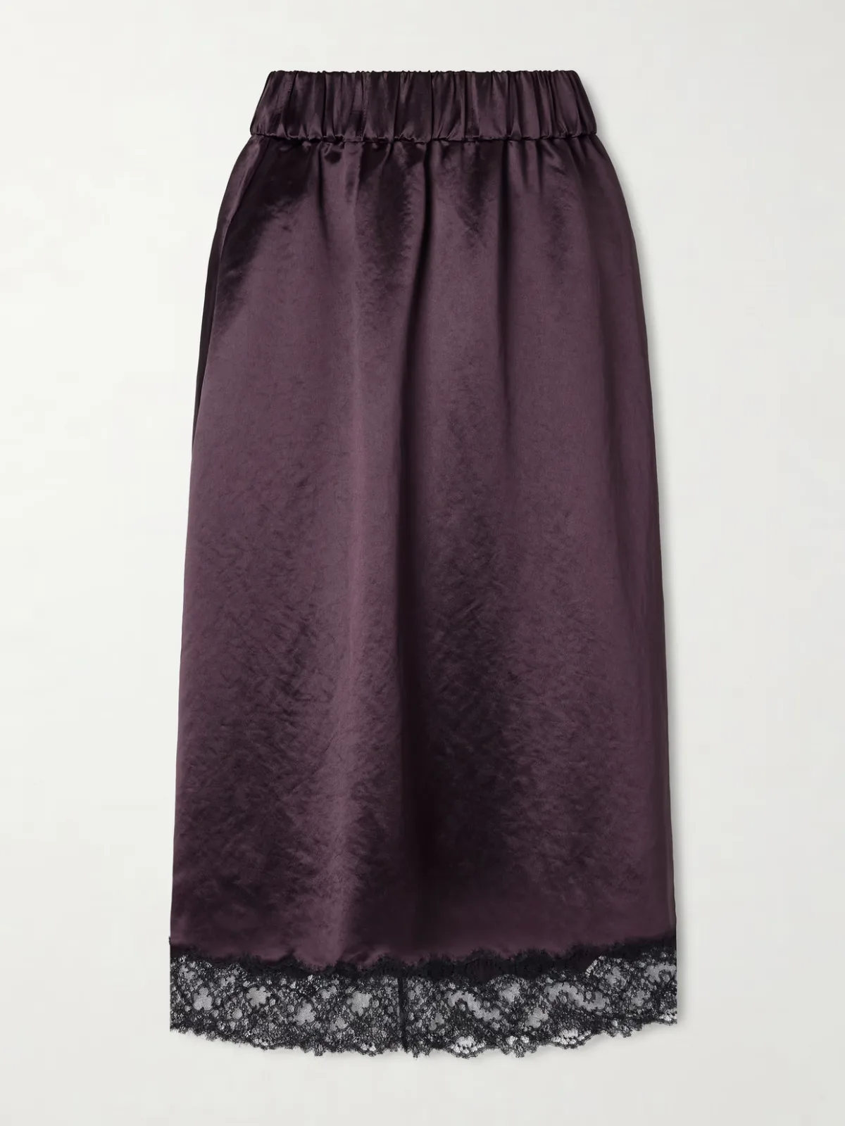 - Circle Lace-trimmed Sateen Midi Skirt -