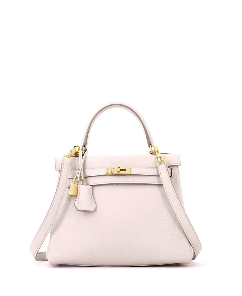 Pre-Owned Kelly 25 Handbag Light Togo with Gold Hardware