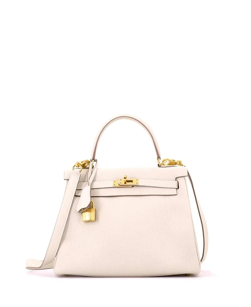 Pre-Owned Kelly 25 Handbag Light Togo with Gold Hardware