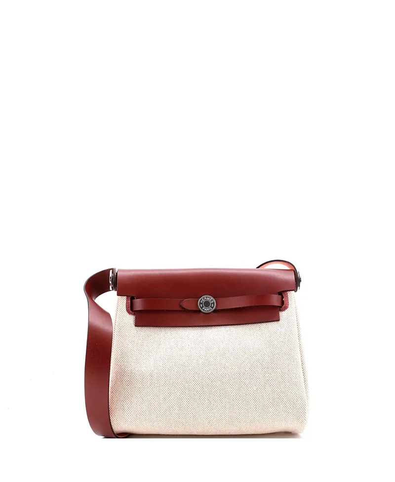 Pre-Owned Hermes 20 Herbag Zip Toile and Leather