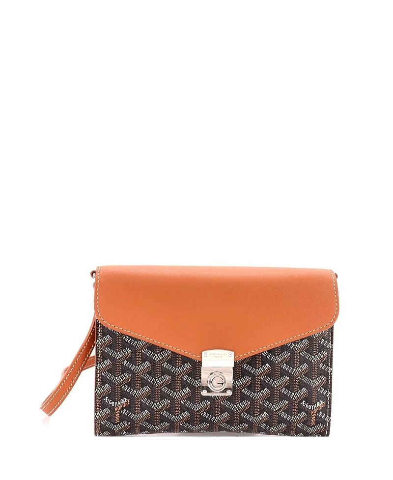 Pre-Owned Goyard Chypre Wallet on Strap Coated Canvas with Leather by Pre-owned Goyard