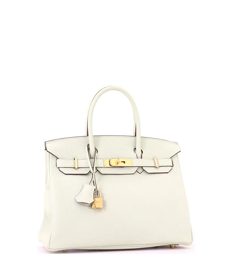 Pre-Owned Hermes Birkin 30 Handbag Grey Togo with Gold Hardware by Hermes