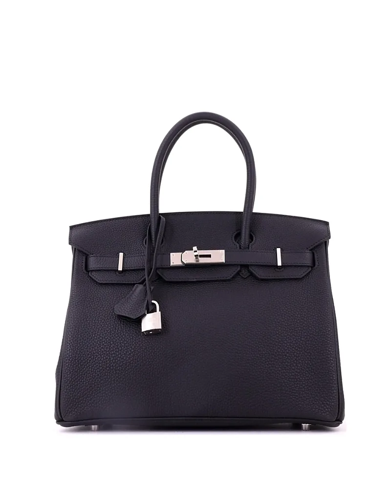 Pre-Owned Hermes Birkin 30 Handbag Black Togo with Palladium Hardware