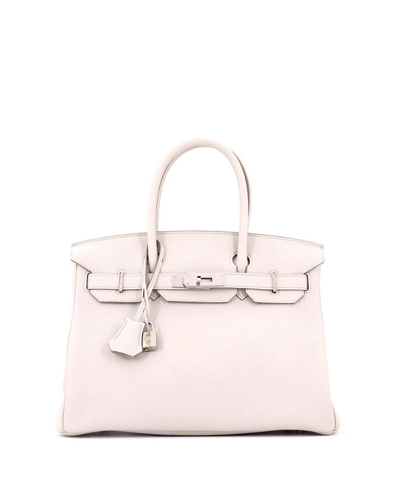 Pre-Owned Hermes Birkin 30 Handbag Light Togo with Palladium Hardware by Hermes