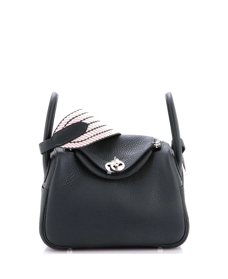 Pre-Owned Mini Lindy Quadrille Bag Clemence with Canvas by Hermes