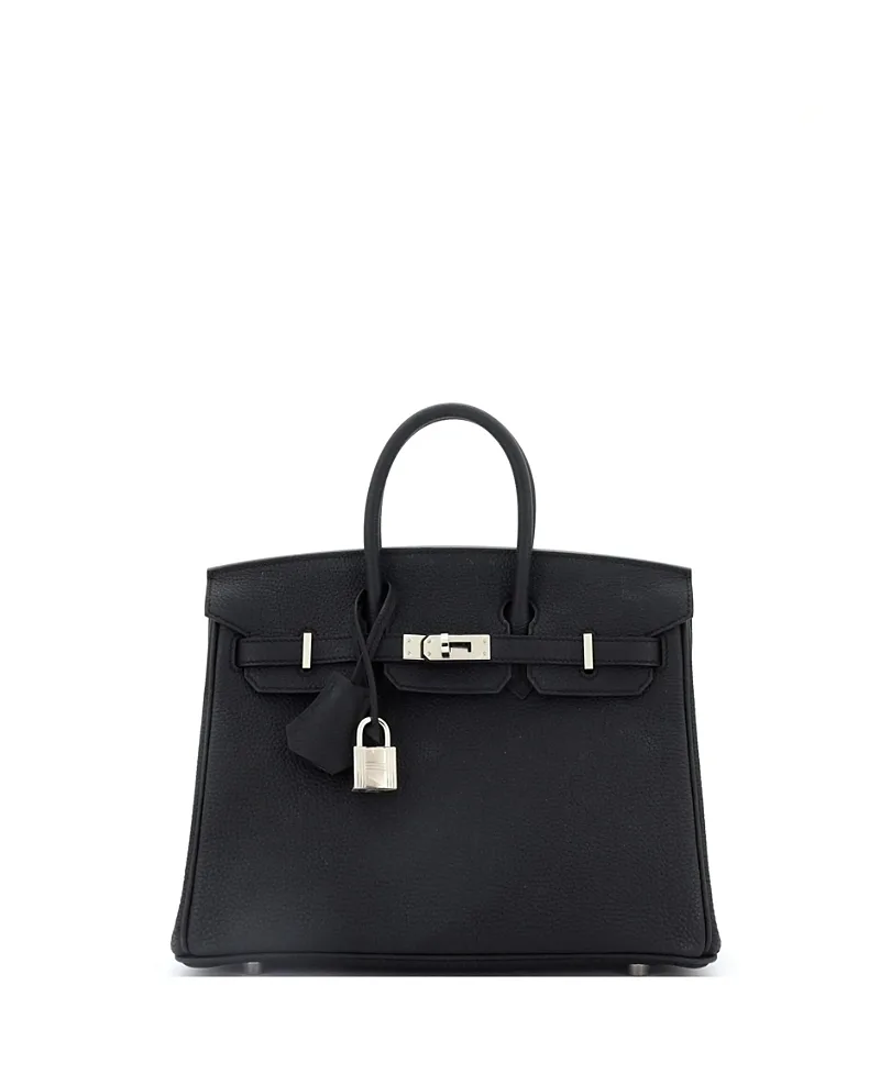 Pre-Owned Birkin 25 Handbag Black Togo with Palladium Hardware