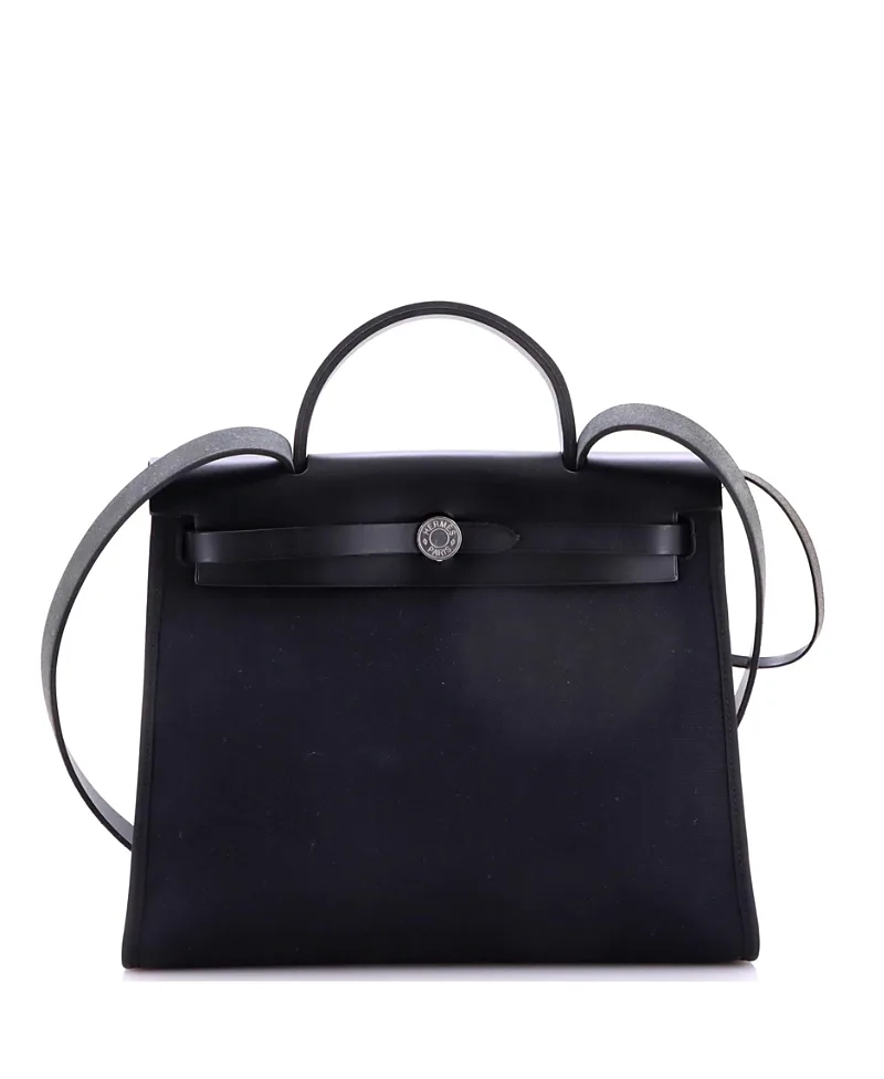 Pre-Owned Hermes 31 Herbag Zip Leather and Toile by Hermes