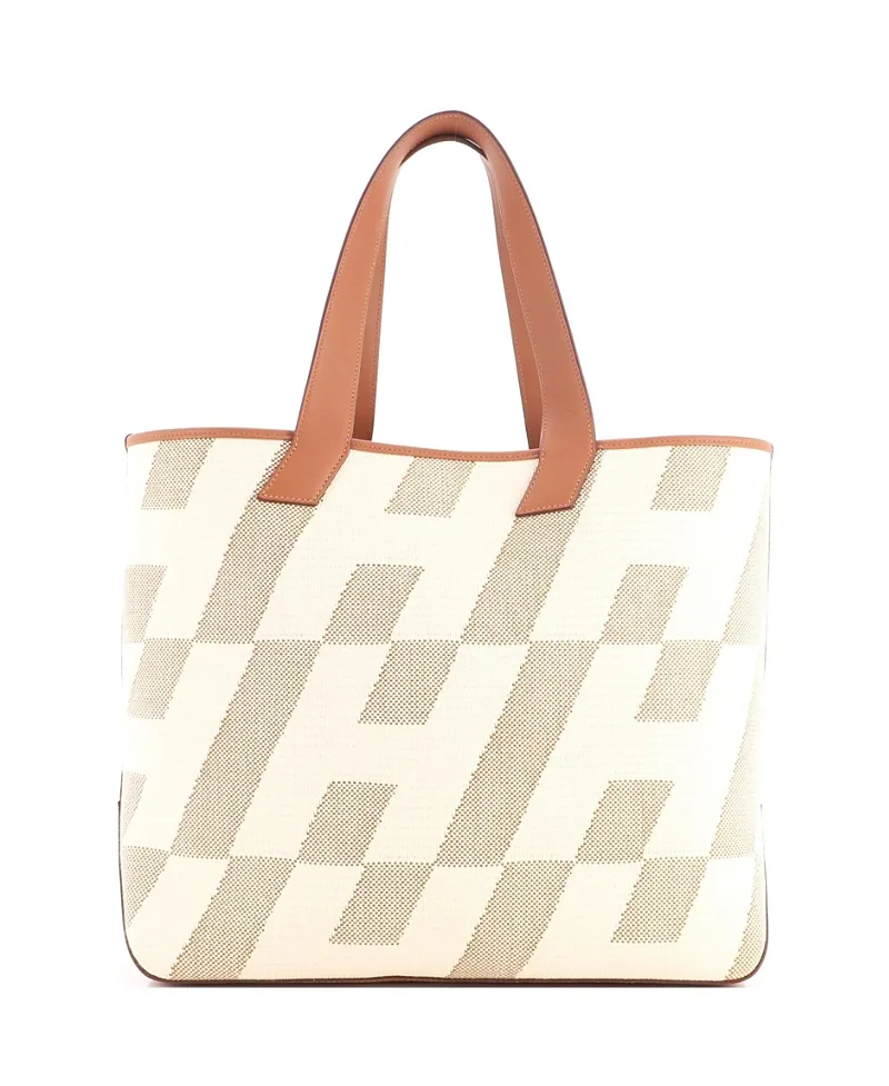 Pre-Owned 40 Cabas H En Biais Tote Canvas with Leather by Hermes