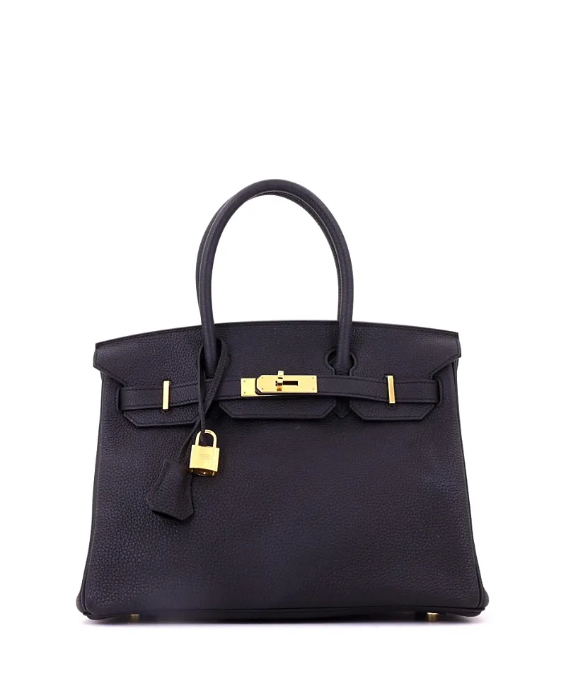 Pre-Owned Birkin 30 Handbag Black Togo with Gold Hardware by Hermes