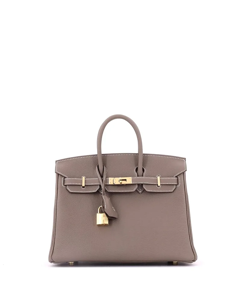 Pre-Owned Birkin 25 Handbag Togo with Gold Hardware by Hermes